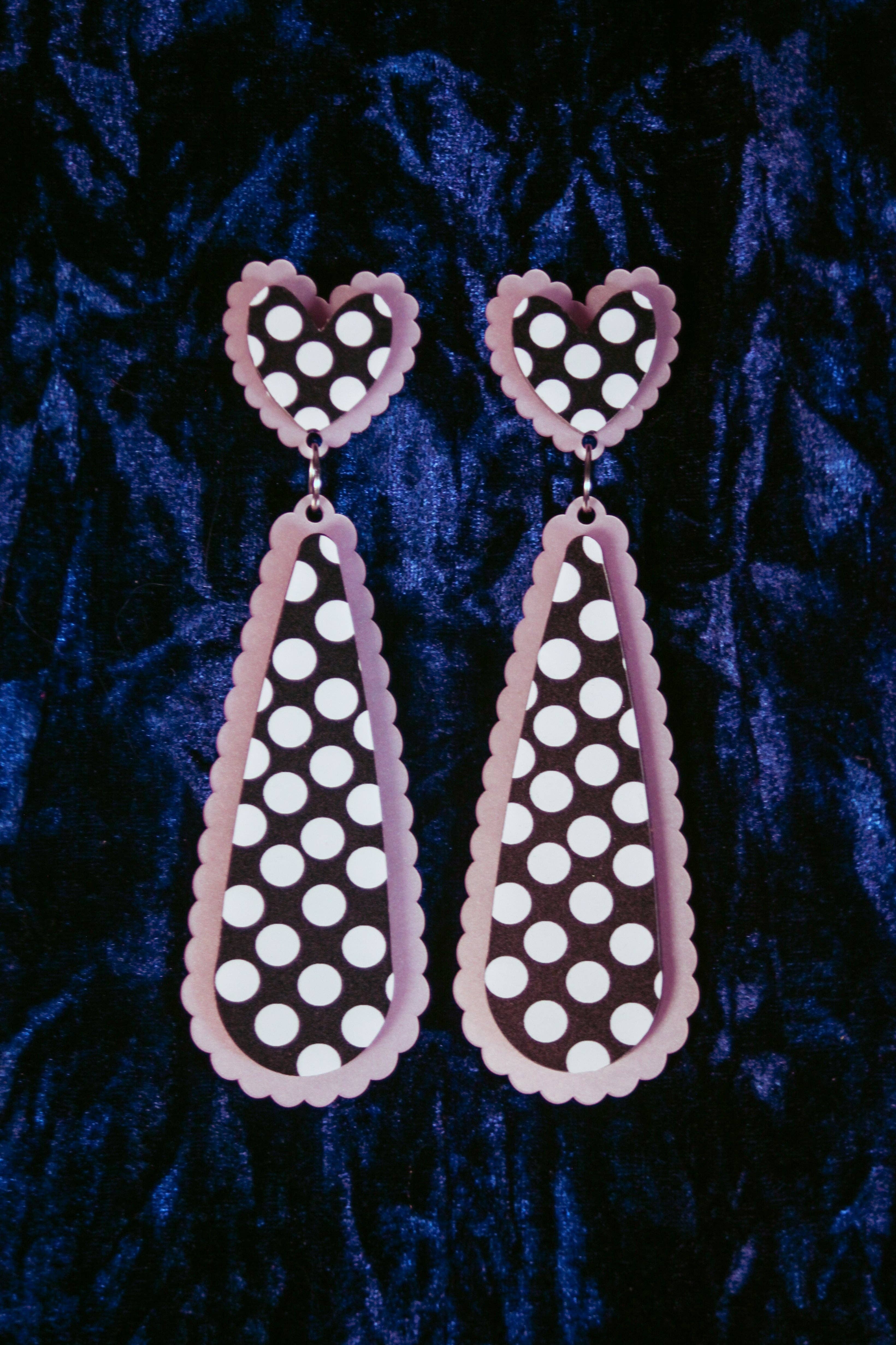 Fairly Odd Shop - Wholesale Dangle Earrings - Scalloped Drips - Polka Dots2