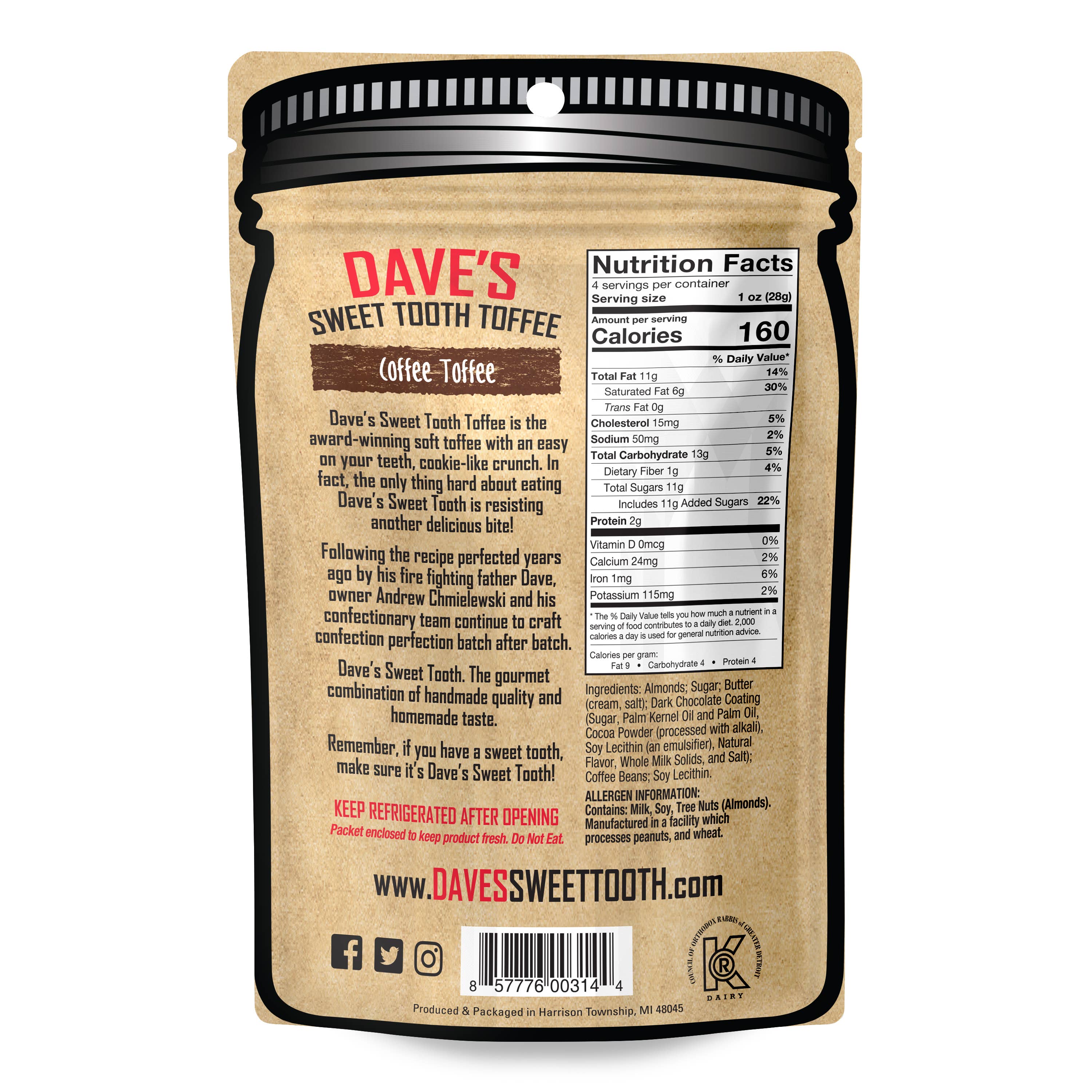Dave's Sweet Tooth - Wholesale Toffee - Coffee Toffee Pouch1