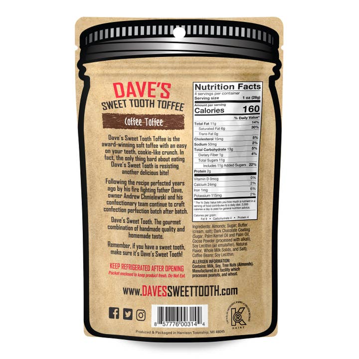Dave's Sweet Tooth - Wholesale Toffee - Coffee Toffee Pouch1