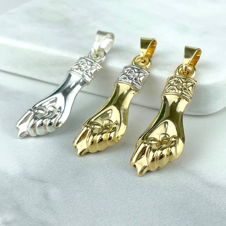Luxus Accessories - Wholesale Individuele bedel/hanger - 18k goud gevulde zilver gevulde of tweekleurige figa handhanger