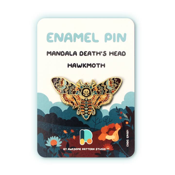 Pin de esmalte - Mandala polilla de la muerte. Pin de solapa. para venta al por mayor de Awesome Pattern Studio