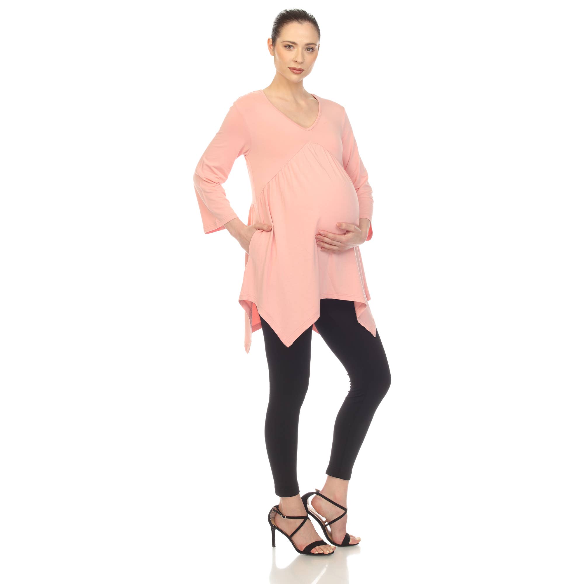 WHITE MARK - Wholesale Tunic - Women's - Maternity Empire Waist V-Neck Tunic Top18