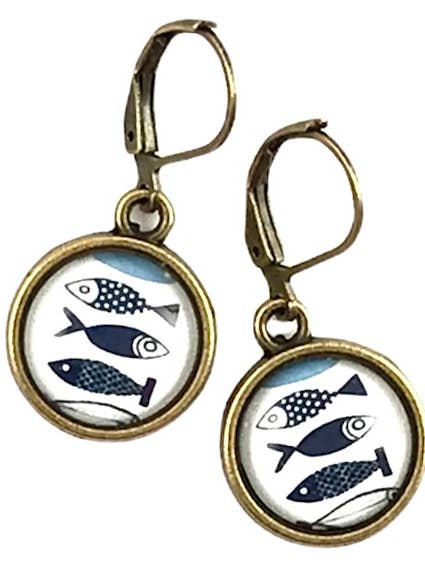 Photo Glass Fish Earrings for wholesale by Dreamspirit
