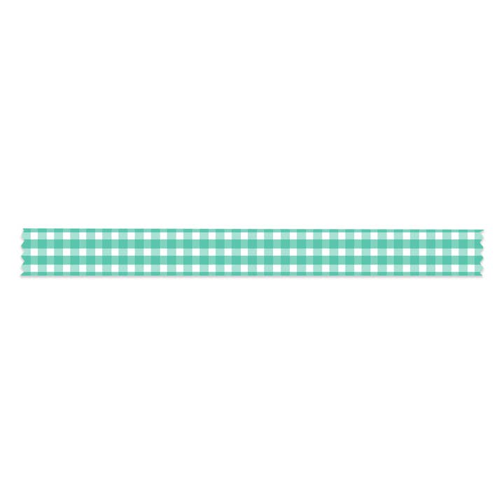 Teal Gingham Washi Tape - 15 mm for engroshandel hos The Paper + Craft Pantry