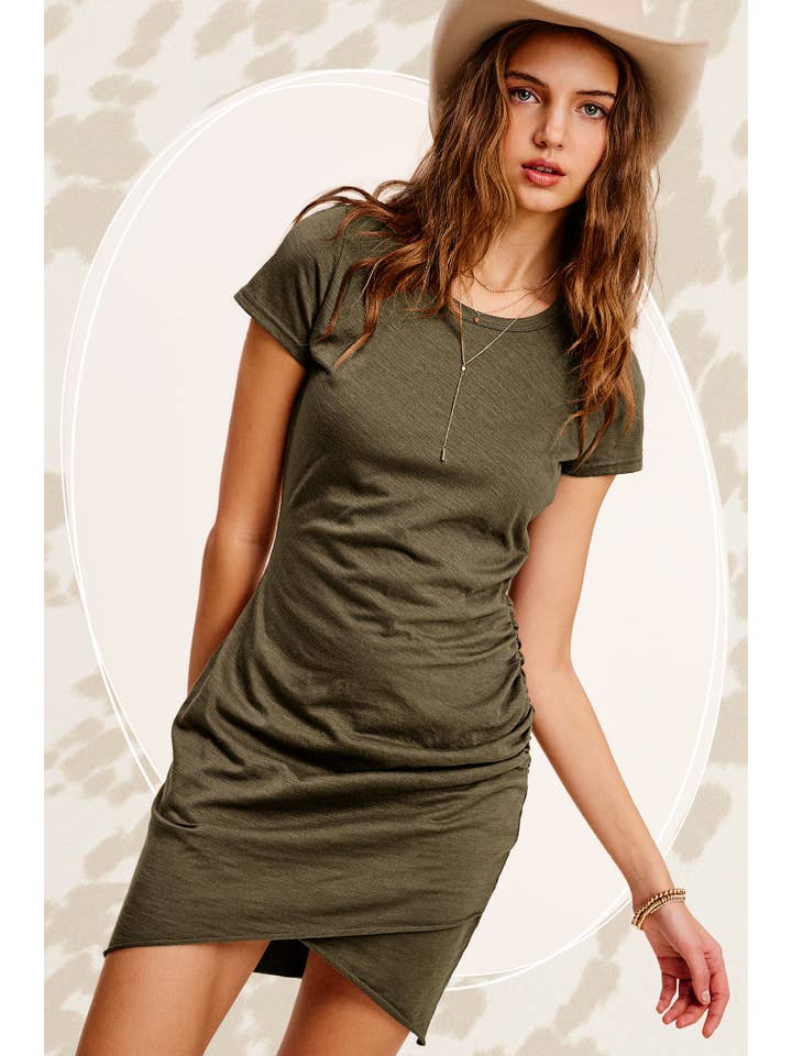 La Miel - Vendita all'ingrosso Vestito - Donna - MLD5010-Mini Abito Leggero A Maniche Corte Con Dettagli Increspati14