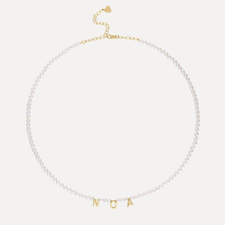 Pearl & Letter Necklace for wholesale by Kelly Bello Design