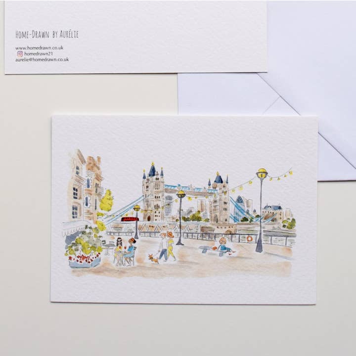 10 Tower Bridge Postcards for wholesale by Home-Drawn illustrations by Aurélie