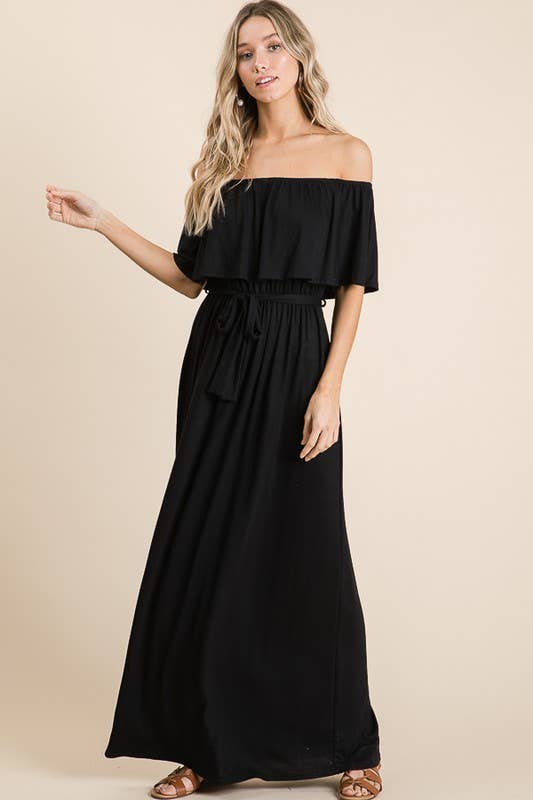 lovely melody - Wholesale Dress - Women's - LMD5025-Rayon Jersey Off the Shoulder Maxi Dress0