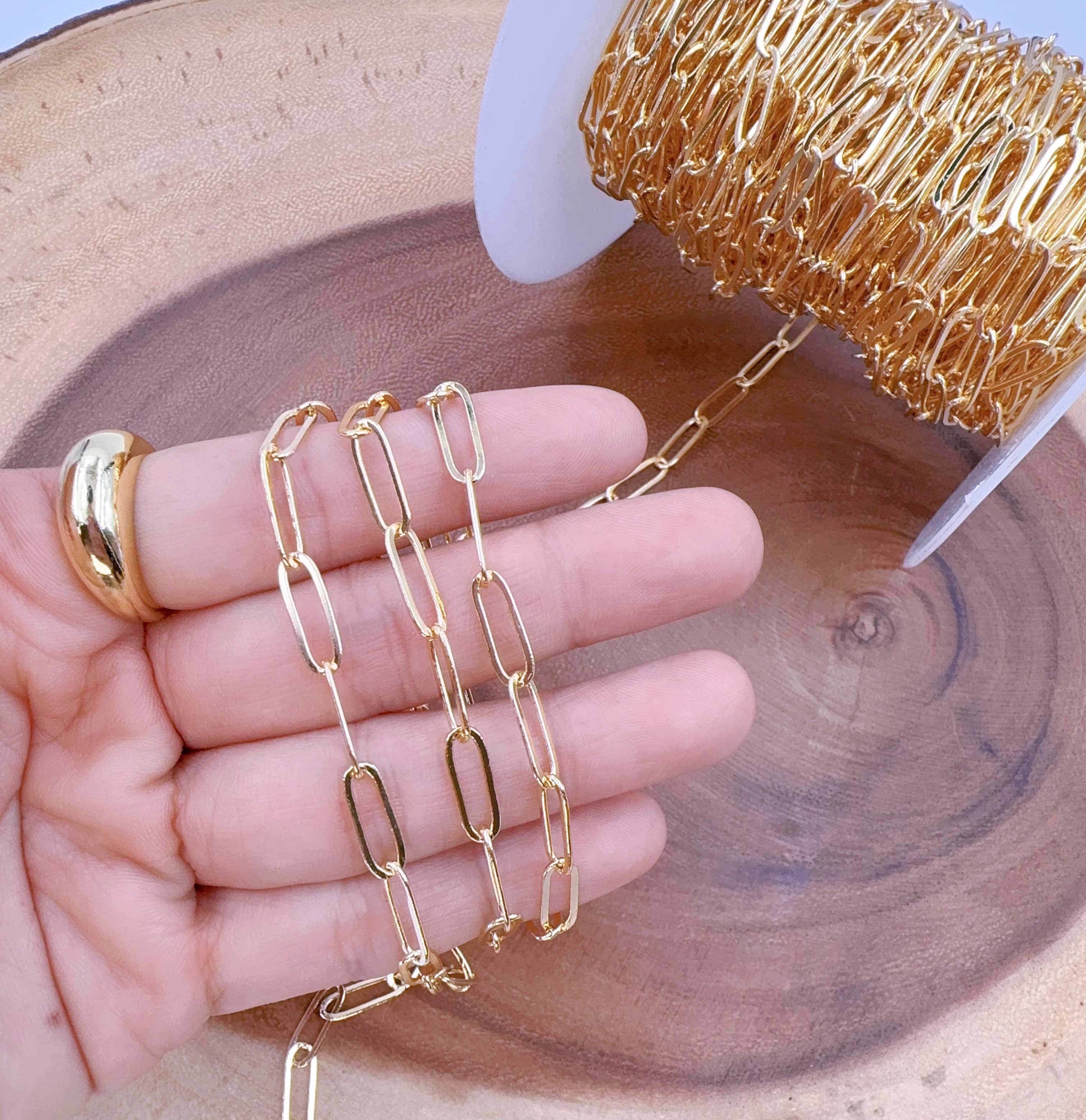 Beads Creation - Wholesale Link & Chain Necklace - Gold Filled Paperclip Chain, Chunky Links, Gift Idea, CH1081