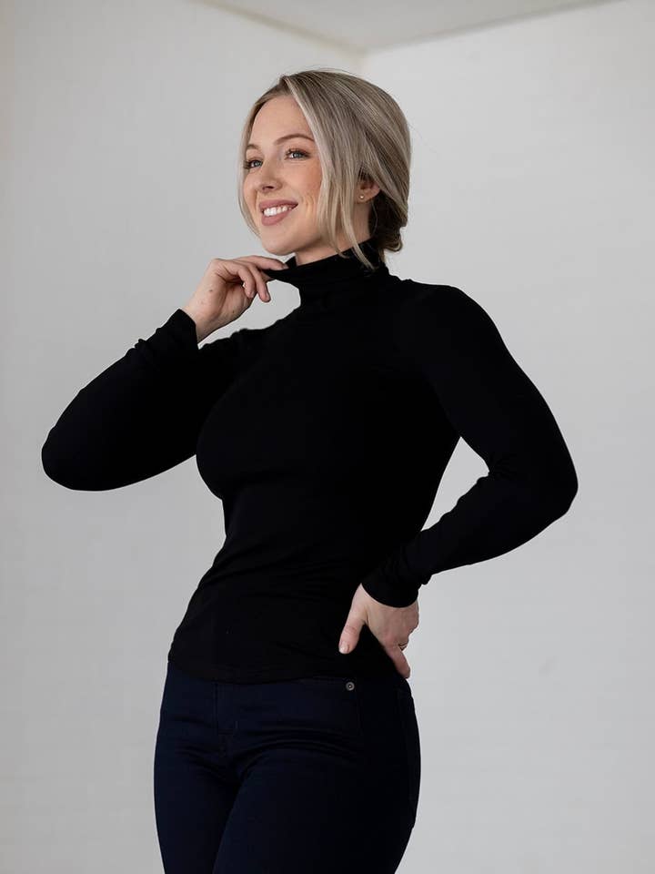 Gola alta com nervuras — Preto por atacado de Après Actif