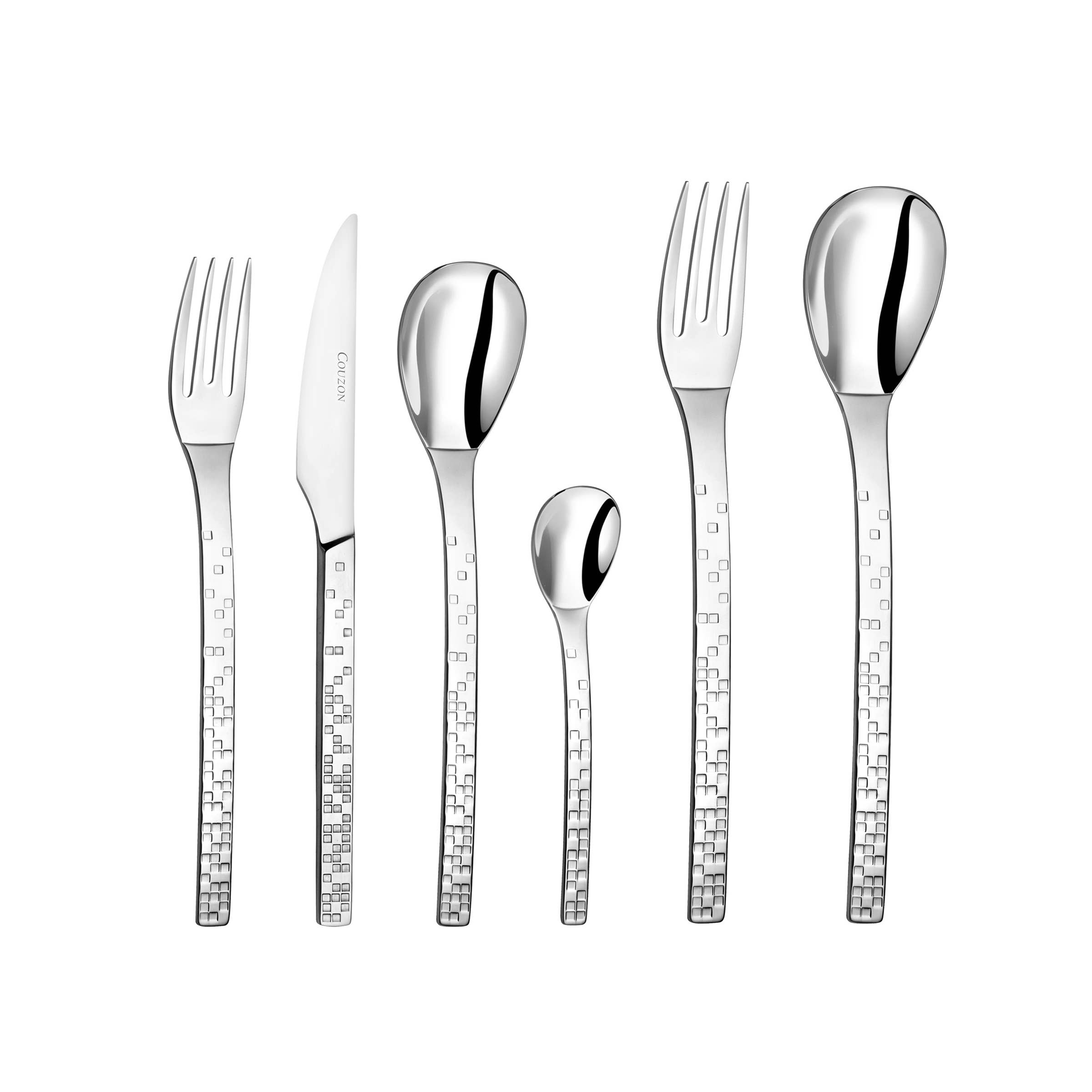 Hammered stainless steel PIX'ELLE 3D Table Cutlery - Couzon for wholesale on Faire4