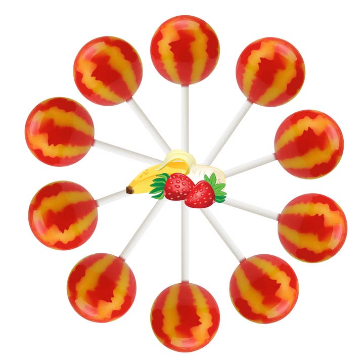 240ct. Strawberry Banana Lollipop Box for wholesale by Original Gourmet Food Co.