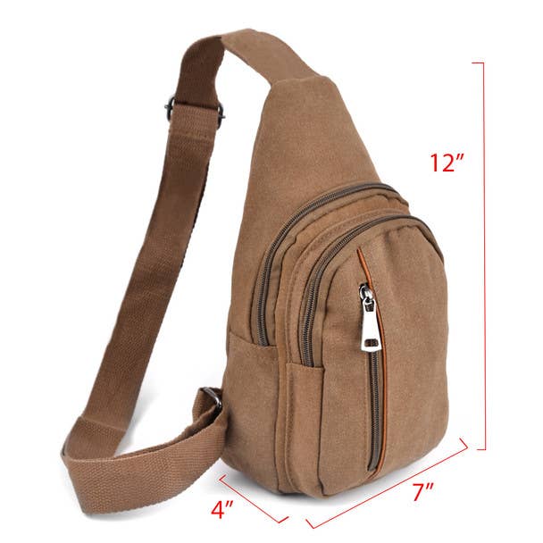 Selini New York - Wholesale Crossbody Bag - Men's - Crossbody Canvas Sling Backpack with Adjustable Strap