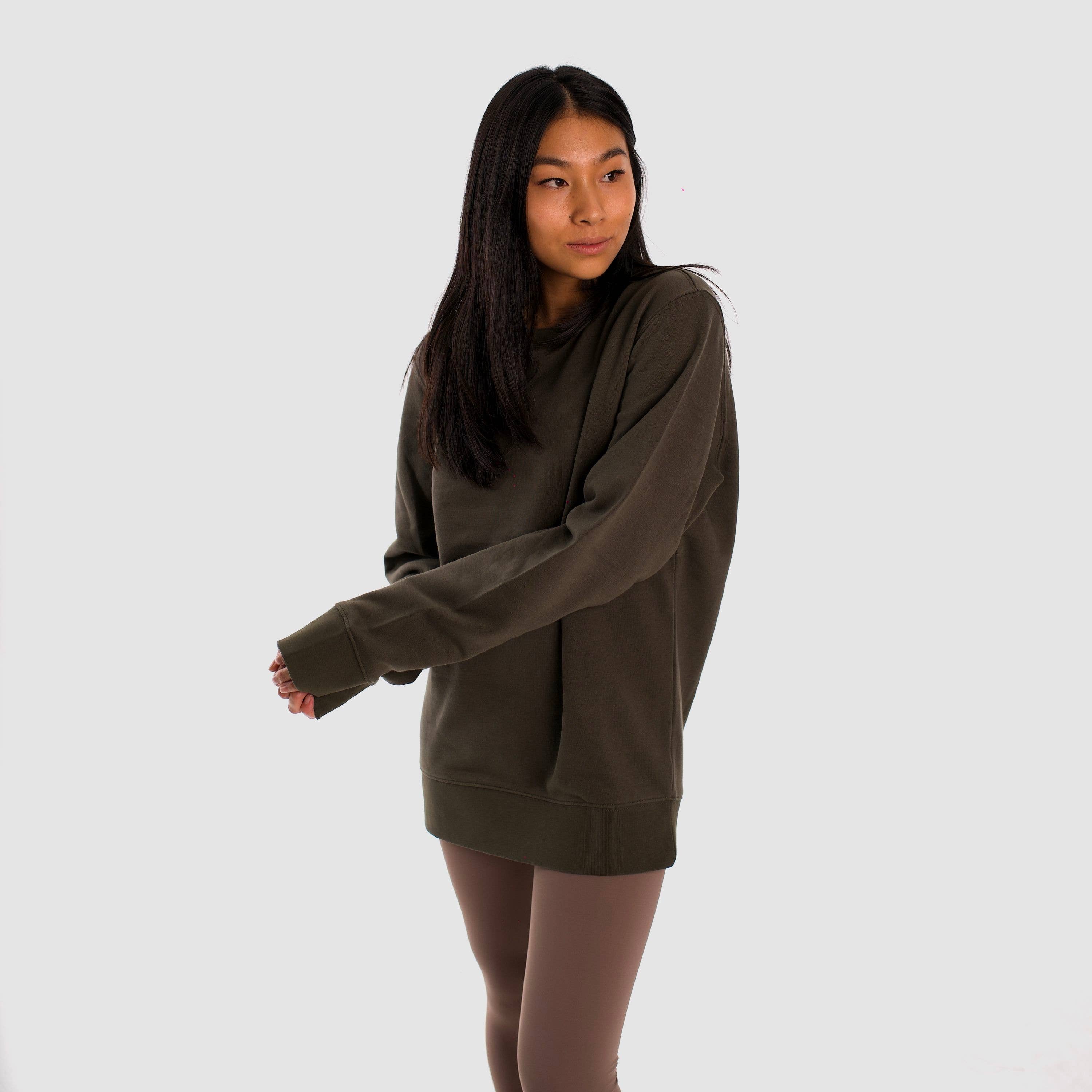 Aqüe Apparel - Wholesale Sweatshirt - Women's - HAPPY FACE KHAKI Sweatshirt4