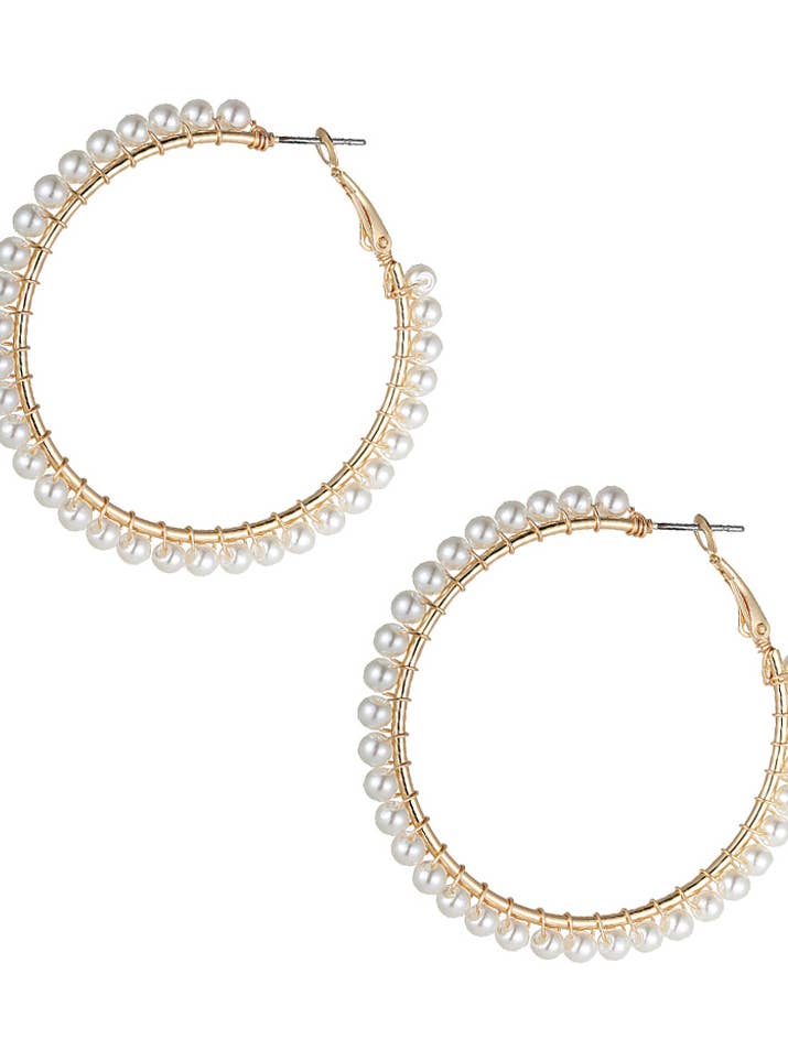 Gold + Pearl Hoops for wholesale by Accessorize Me