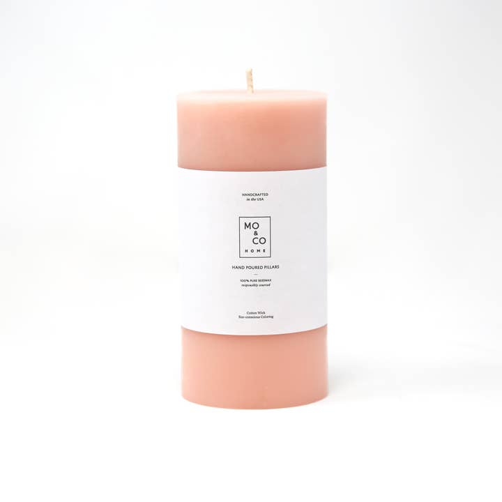 Mo&Co Home - Wholesale Pillar Candle - Rose Pink | 100% Beeswax Pillar Candle | All Natural, Handmade