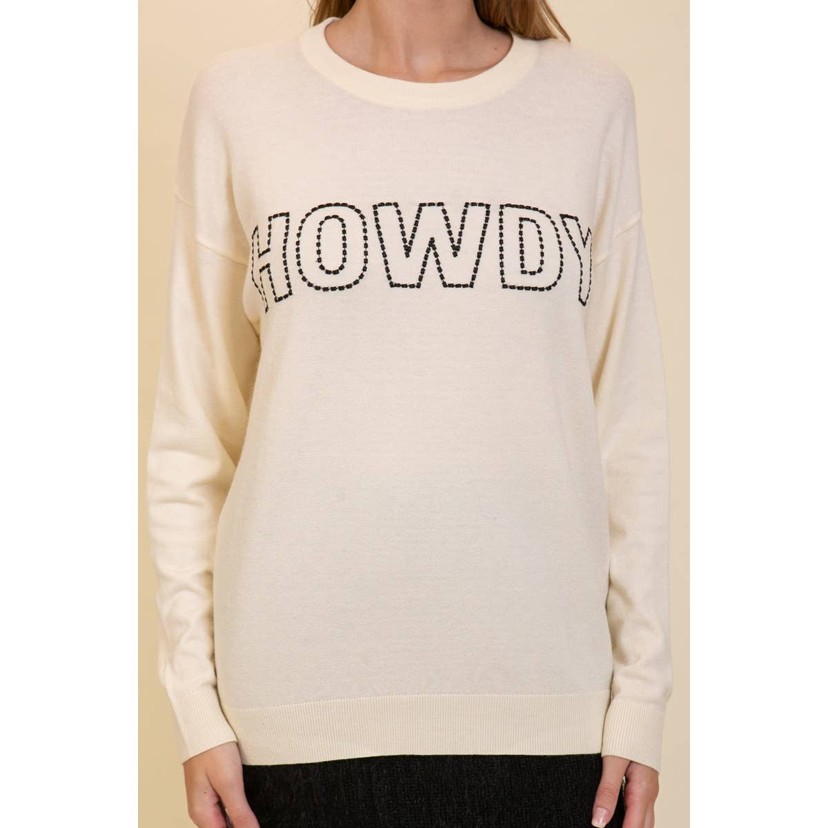 Blue Bunny Inc - Wholesale Knit Sweater - Women's - Playful HOWDY Stitched Sweater for Cozy Casual Style14