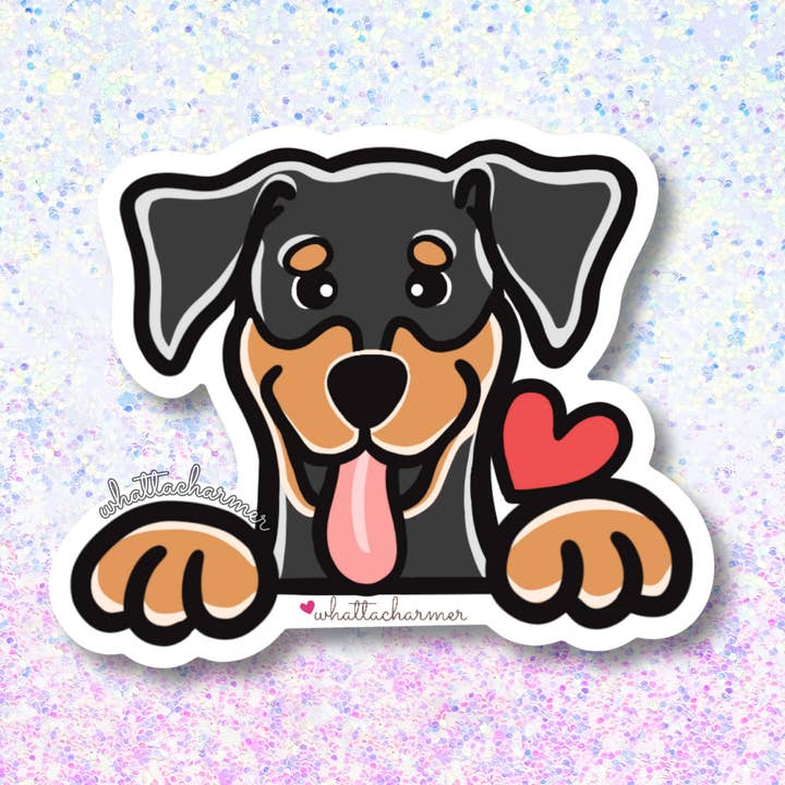 Doberman Pinscher Sticker, Black and Rust, Floppy Ears for wholesale by WhattaCharmer