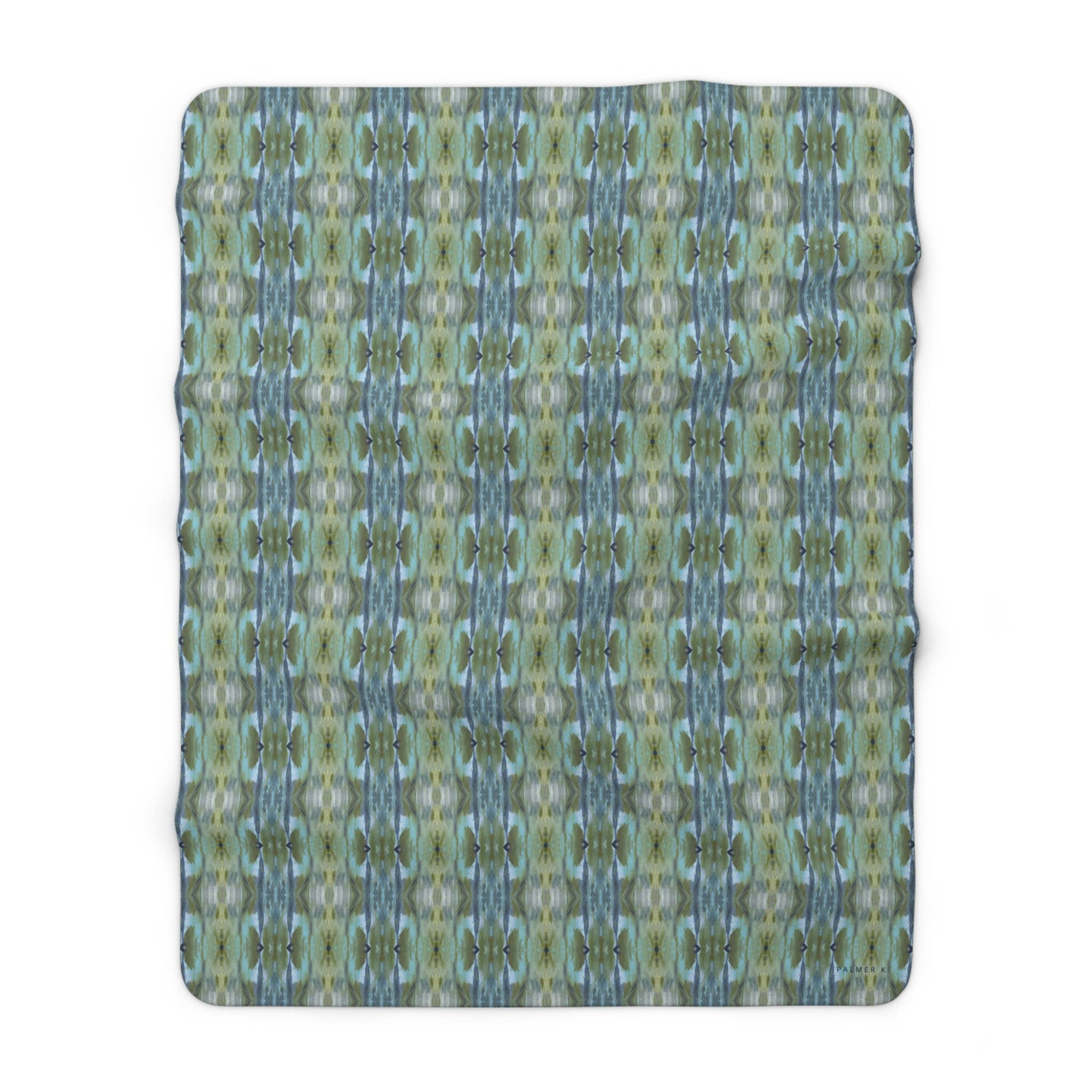 PALMER K Designs - Wholesale Throw Blanket - Sherpa Throw / Blanket: Green / Blue Geometric (TO/P7) 6