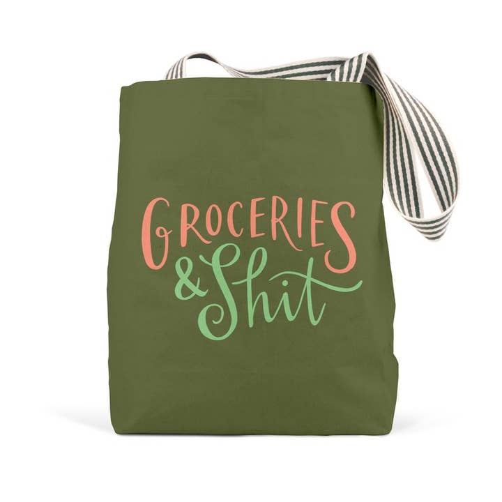 Abrams & Chronicle Books – wholesale Tote bag – Women's – Em & Friends Groceries & Shit (Olive) Tote Bags (Bag)