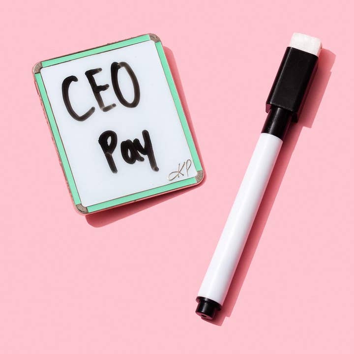 Katie Porter's Whiteboard of Justice Pin for wholesale by Dissent Pins