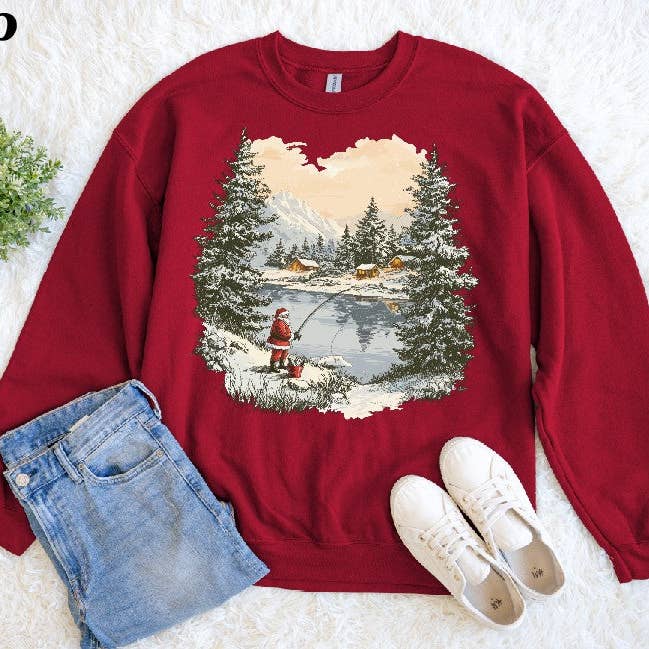 Fischer-Weihnachtsmann-Sweatshirt für den Großhandel von Dirty Acres