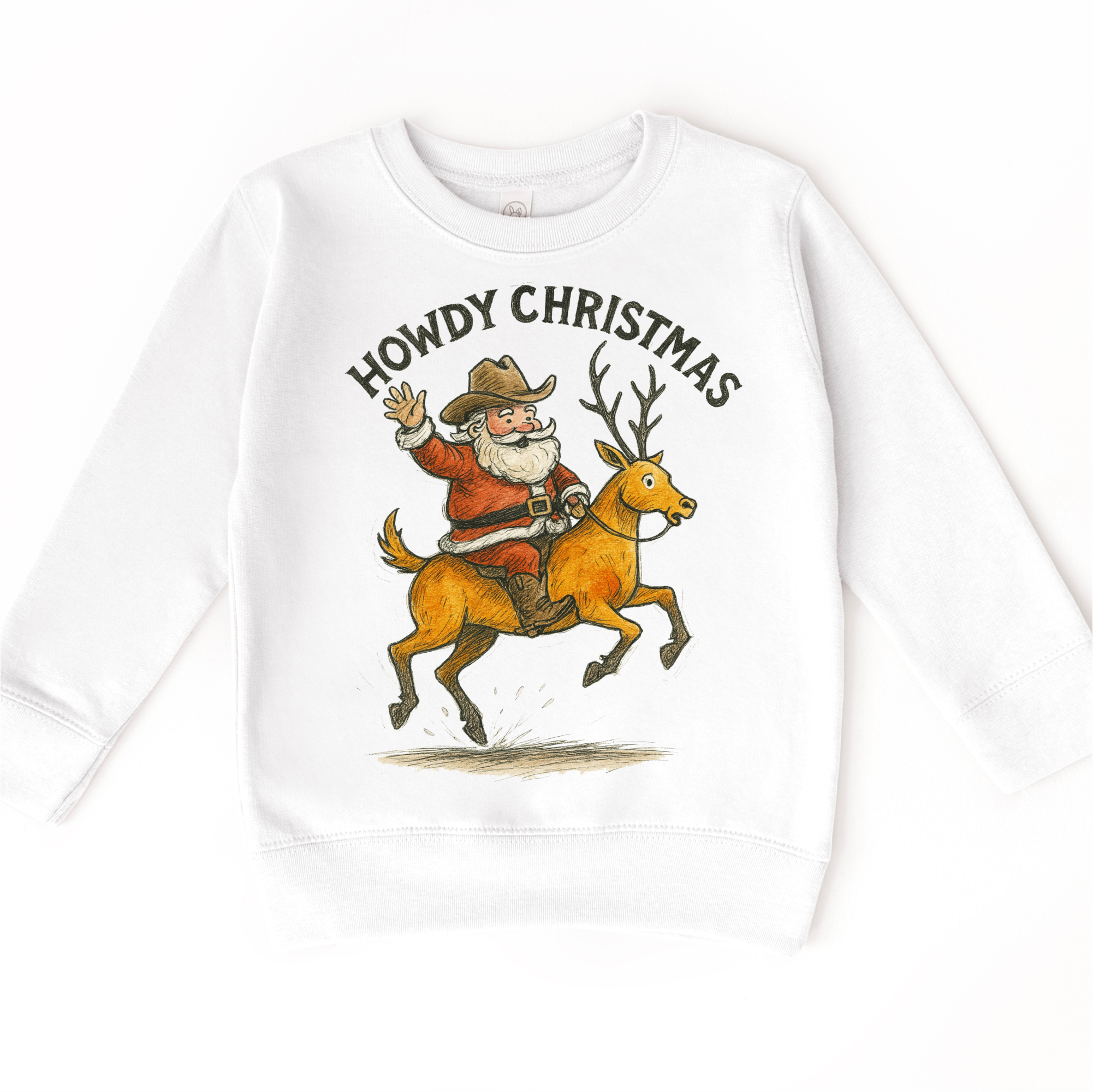 Madi Moosh - Wholesale Screen Printed T-Shirt - Kids - Howdy Christmas Rodeo Santa T-Shirt - Christmas Tee6