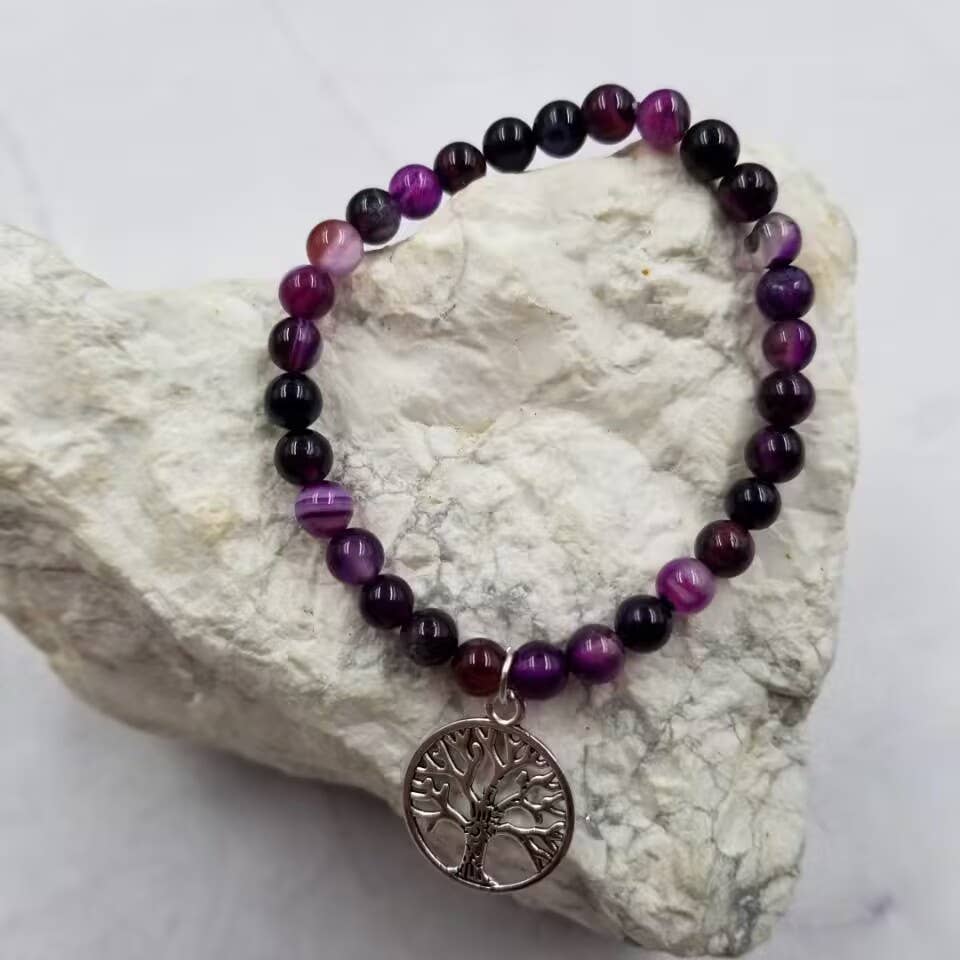 The Pretty Jewellery - Vente Bracelets à breloques/pendentifs - Bracelet à vœux en cristal d'améthyste Tree of Life3