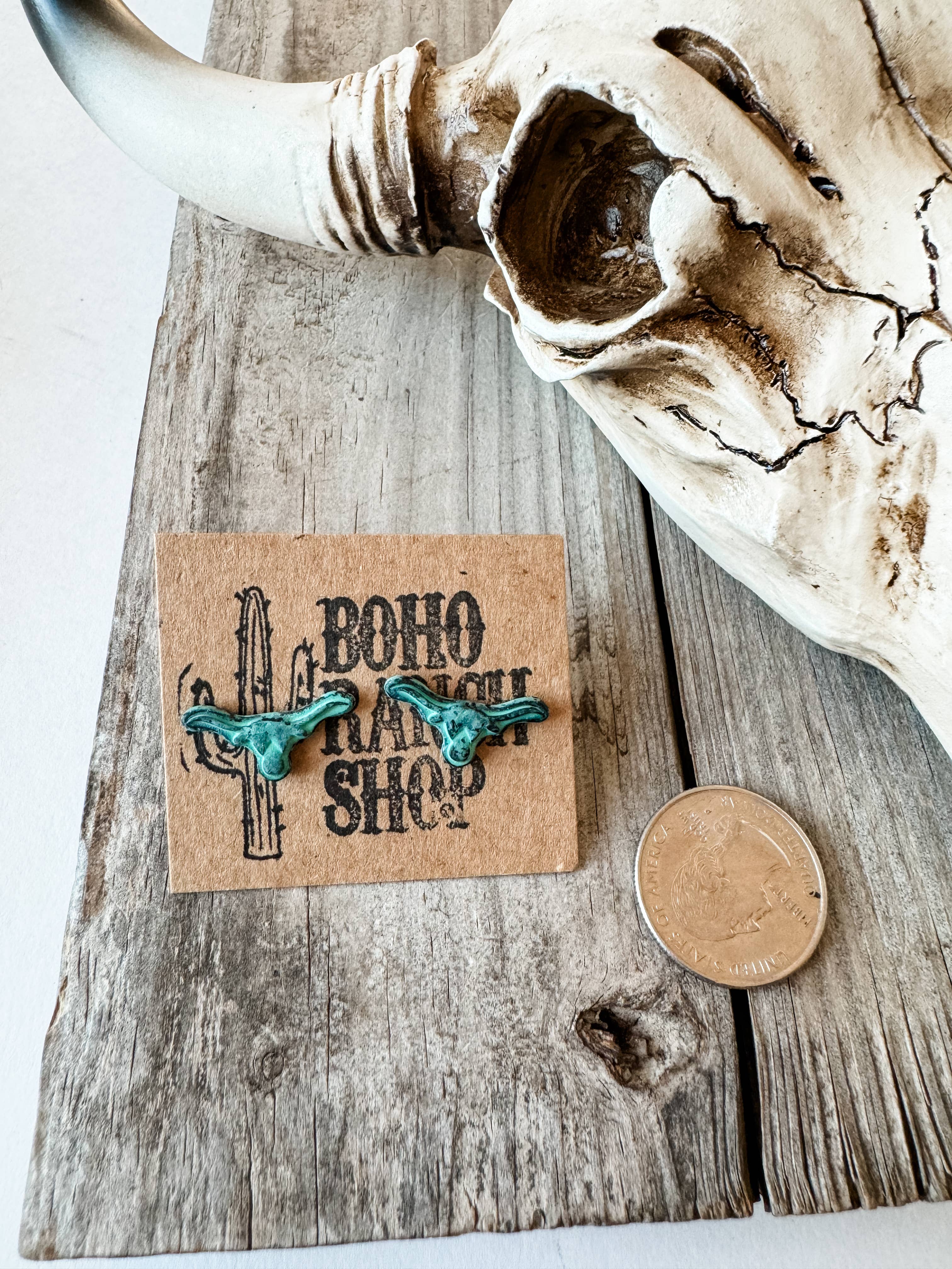 Boho Ranch Shop - Wholesale Stud/Post Earrings - Tiny Longhorn Steer Mini Earring Studs5