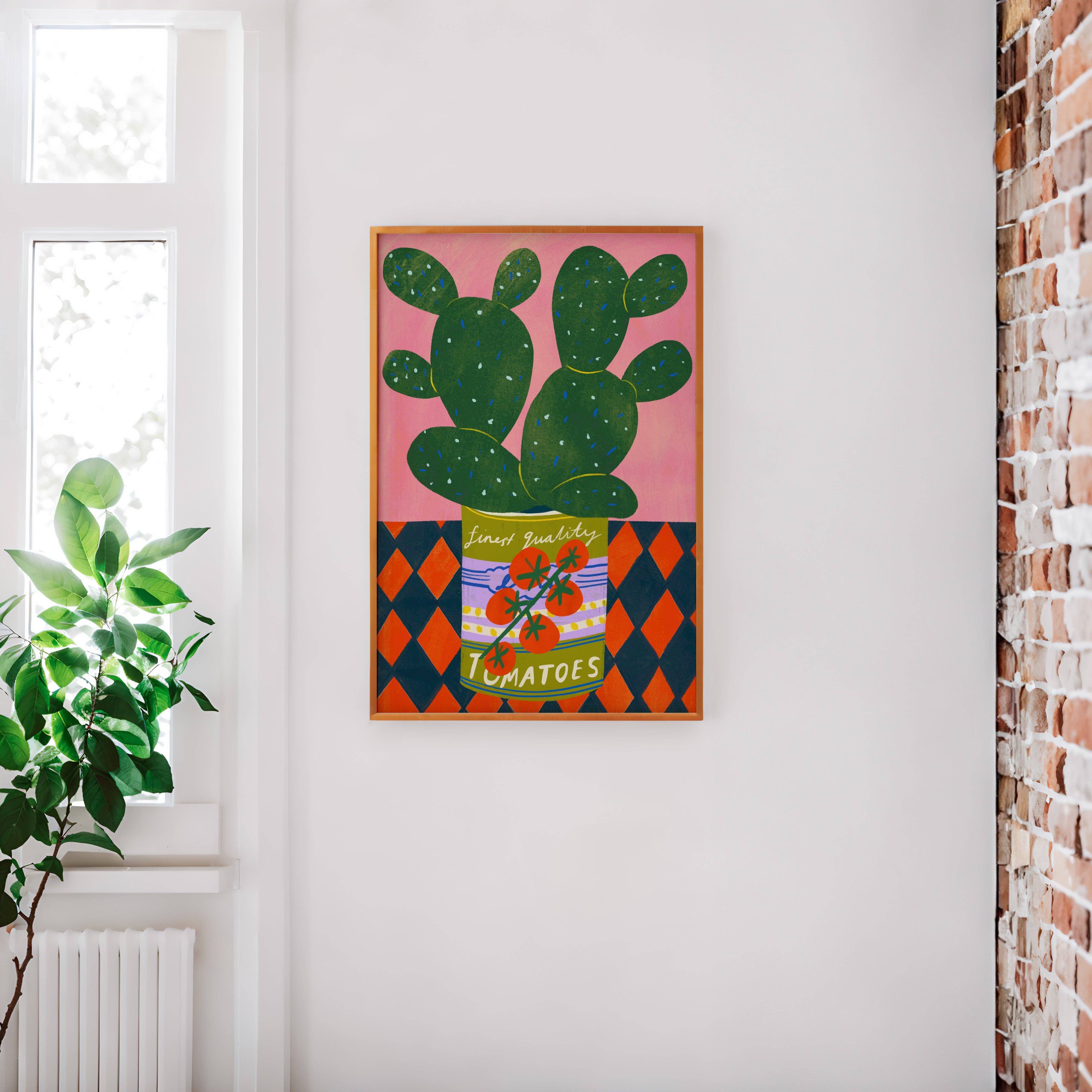 Kerrie Illustrates - Wholesale Art Print - Cactus in a tomato tin art print | House plant art print1