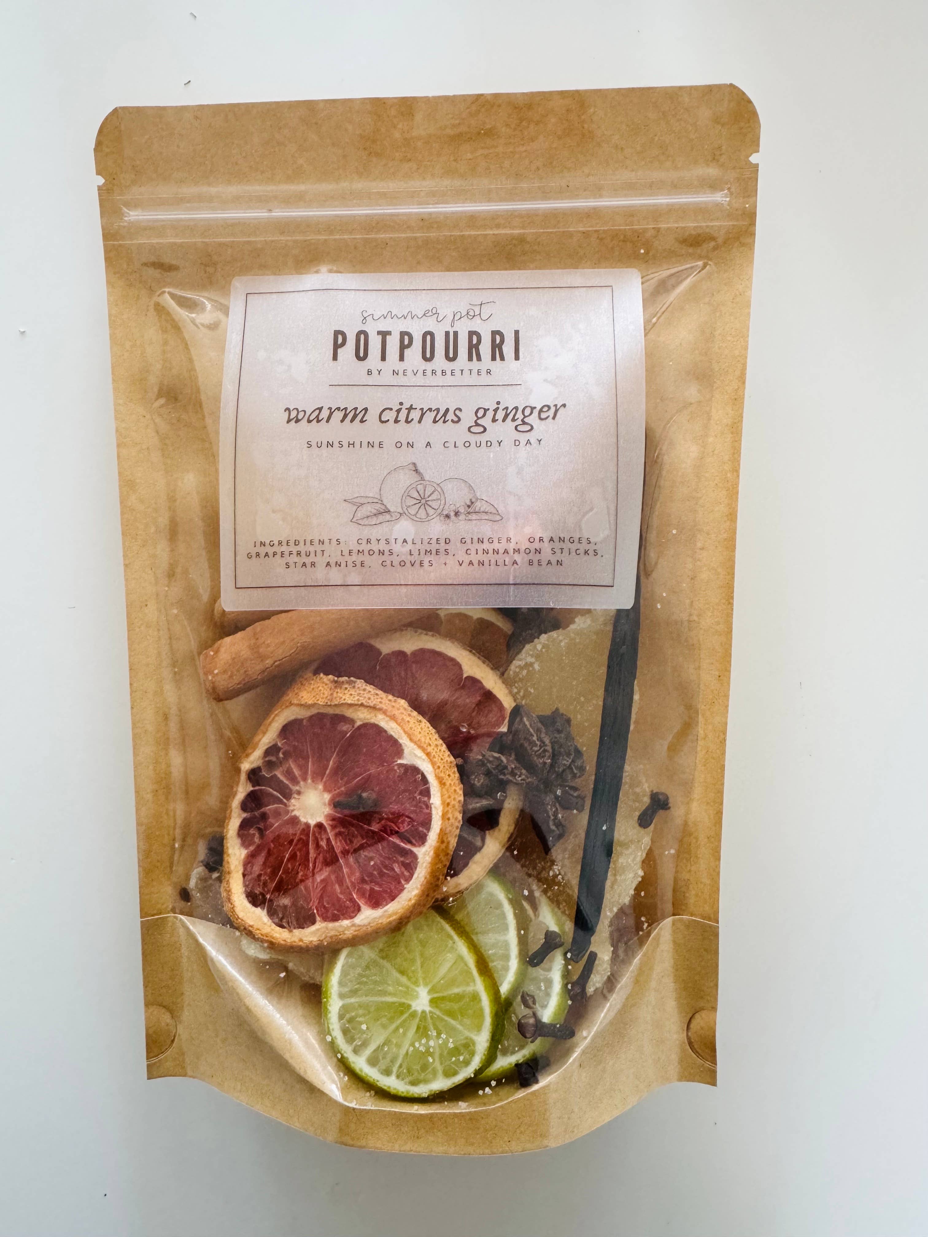 Simmer Pot Potpourri - Venta al por mayor Popurrís - Potpourri para olla a fuego lento de cítricos cálidos y jengibre1