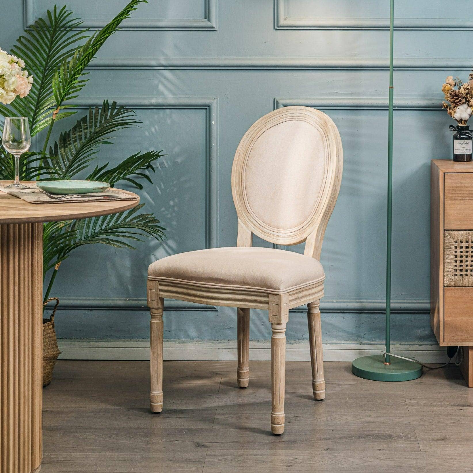 Nordlys - Wholesale Chair - RICHELIEU Set of 2 Wooden Dining Chairs with Beige Fabric0