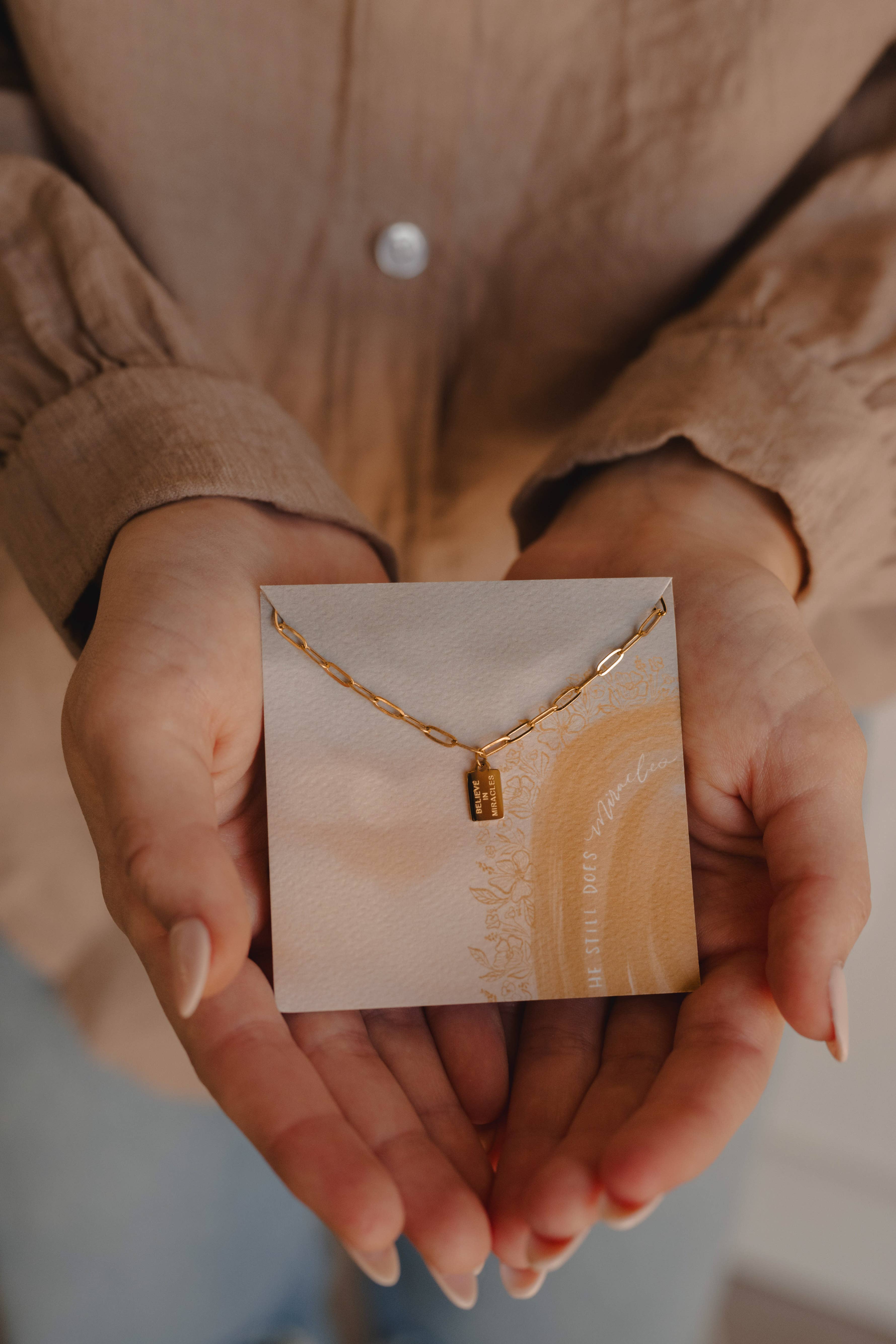 Dear Heart - Wholesale Pendant/Charm Necklace - Believe In Miracles Mini Tag Necklace | Christian Jewelry2