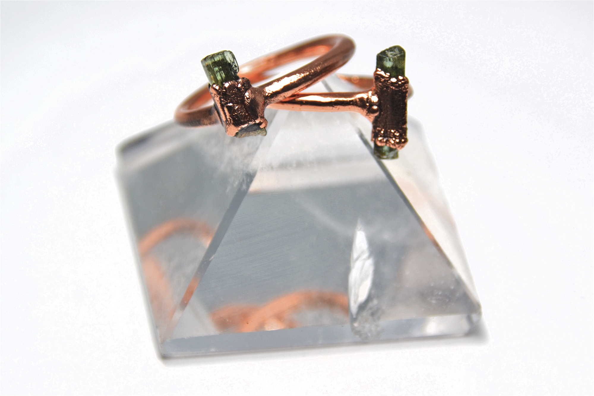 Daddy Daughter Jewelry - Wholesale Single Stone/Solitaire Ring - Raw Tourmaline Point Ring | Green Tourmaline Copper Ring4