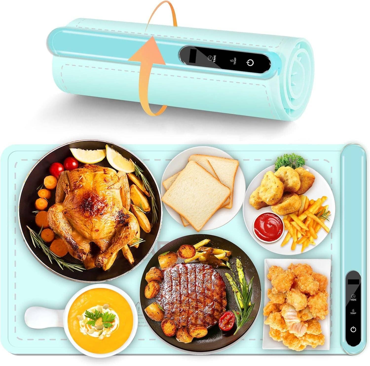 Hard Rock Health Stores - Wholesale Kitchen Appliance - Silicone Electric Roll Up Heating Tray Food Warmers Mat Portable Hot Plates to Keep Food Warm13