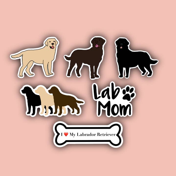 Labrador Retriever Sticker Pack - 6 Waterproof Stickers for wholesale by Delmarva Stickers