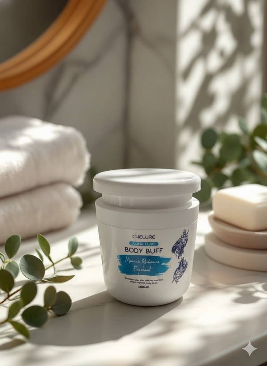 Tuzech Leather - Venta al por mayor Crema/loción corporal - Set de Exfoliante Corporal y Activador Aqua Lume – Dúo Brillo Marino1