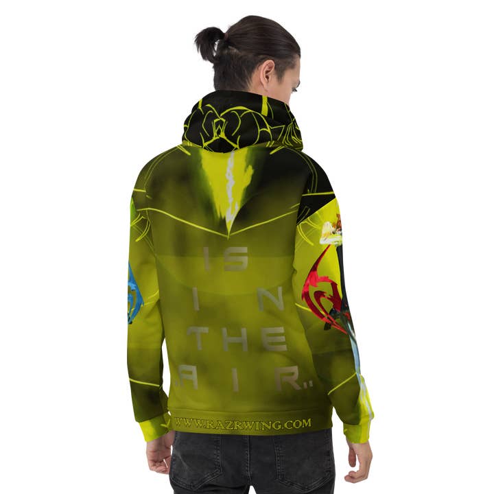 RAZRWING INC. Sweat à capuche F.E.A.R. IS IN THE A I R -YELLOW SMOKE- pour la vente par RAZRWING