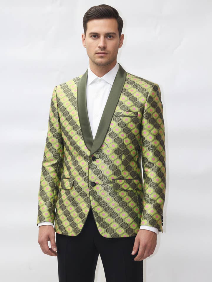 Blazer Jacquard Formelle Élégant pour Hommes pour la vente par Masculine Moda