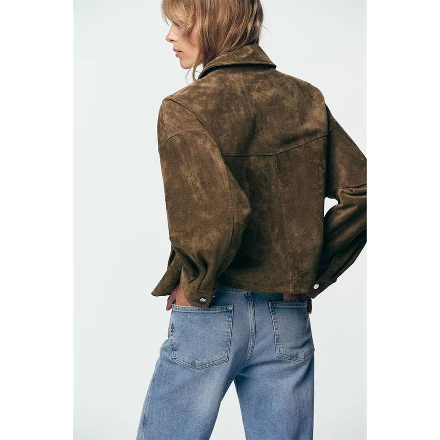 Marrón Chaqueta Bomber Retro de Cuero Puro de venta al por mayor en Faire2