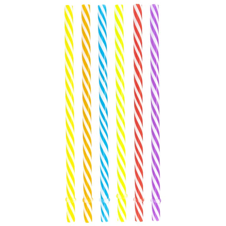 Multicolor Plastic Reusable Drinking Straws Set of 6 for wholesale by Fairly Odd Brands