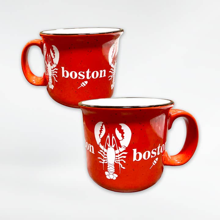 Commonwealth Souvenirs - Wholesale Coffee Mug - Boston Lobster Repeating Pattern Camp Mug