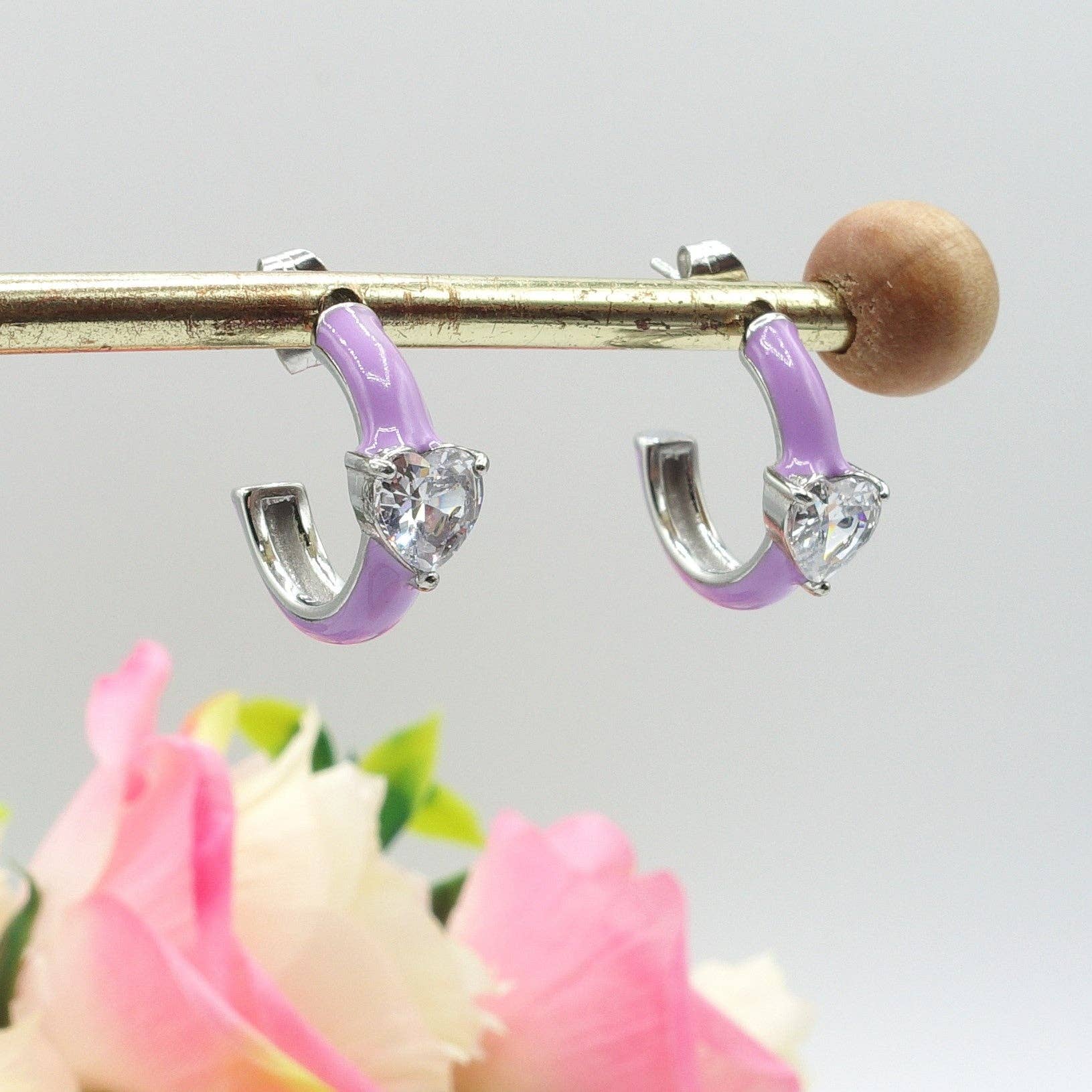 Daemon srls - Venta al por mayor Pendientes de aro pequeños - CHERIE FLUO mini - acero inoxidable - pendientes de aro esmaltados con circonitas cúbicas10