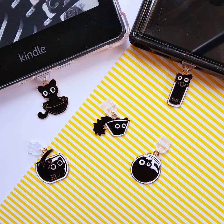 Tampa de Poeira para Kindle e Telefone com Gato Preto USB-C por atacado de Rosage Studio
