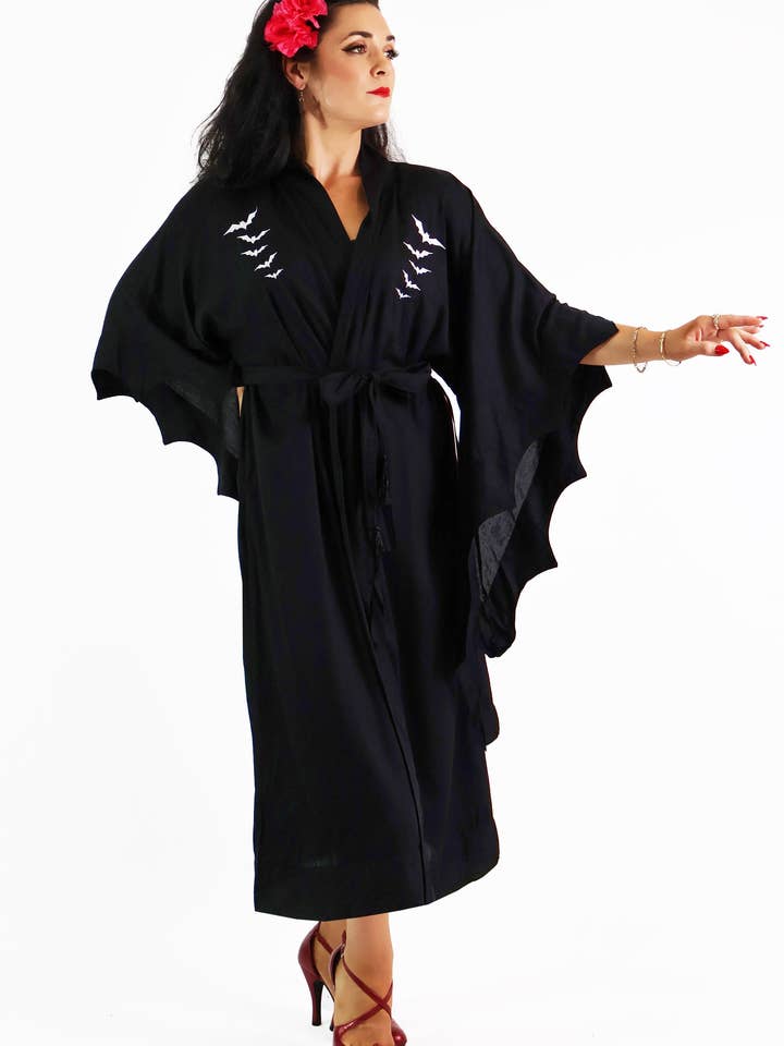 BONSAI KITTEN - Wholesale Sleepwear set – Women's - Long Black Nightfall Gown2