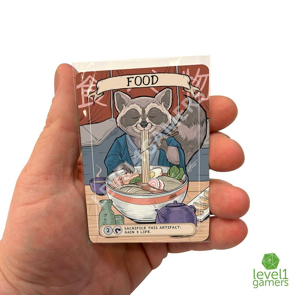 Level 1 Gamers – Jogo de cartas por atacado – Pacote de Cartas Mágicas Ramen Raccoon Token (5 Cartas)4