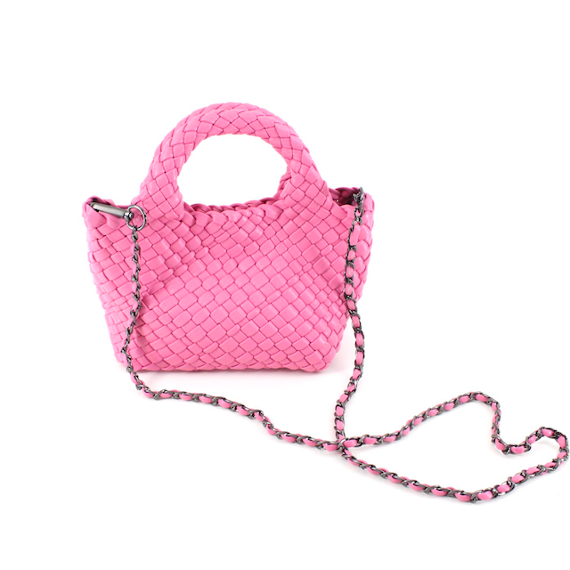 Pretty Persuasions - Wholesale Tote Bag - Women's - P24012 Small Woven Tote Crossbody Bag w/Cosmetic Pouch2