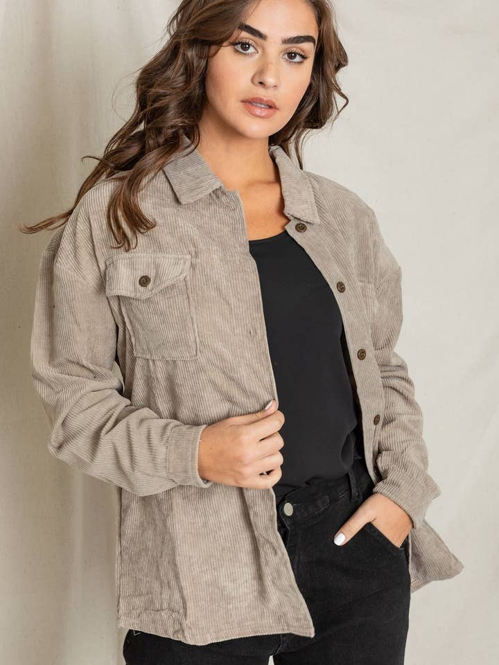 Plus Cord Boyfriend Übergröße Jacke für den Großhandel von EG fashion