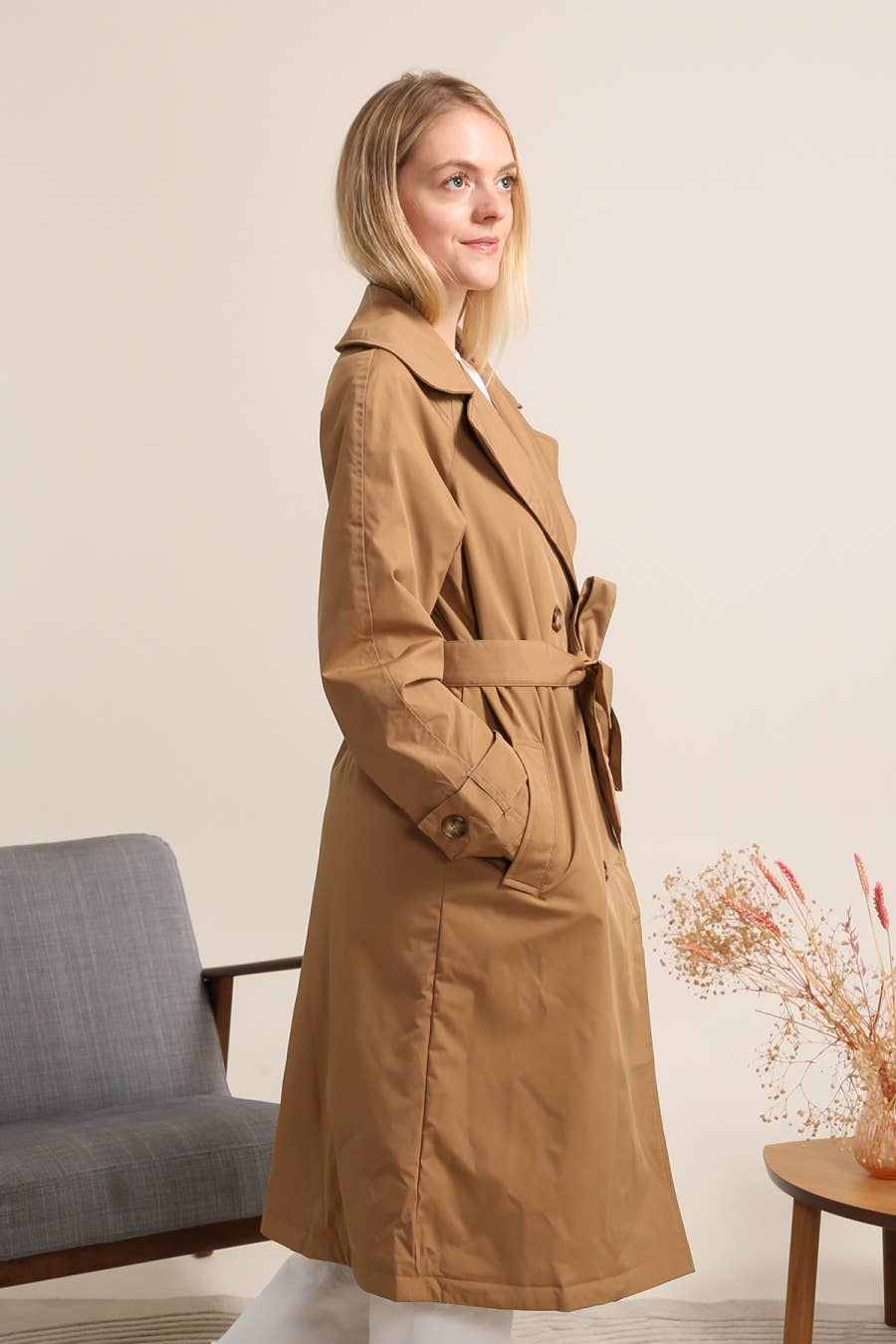 Attrait Paris – wholesale Trench coat – Women’s – Long waterproof trench coat with light padding2