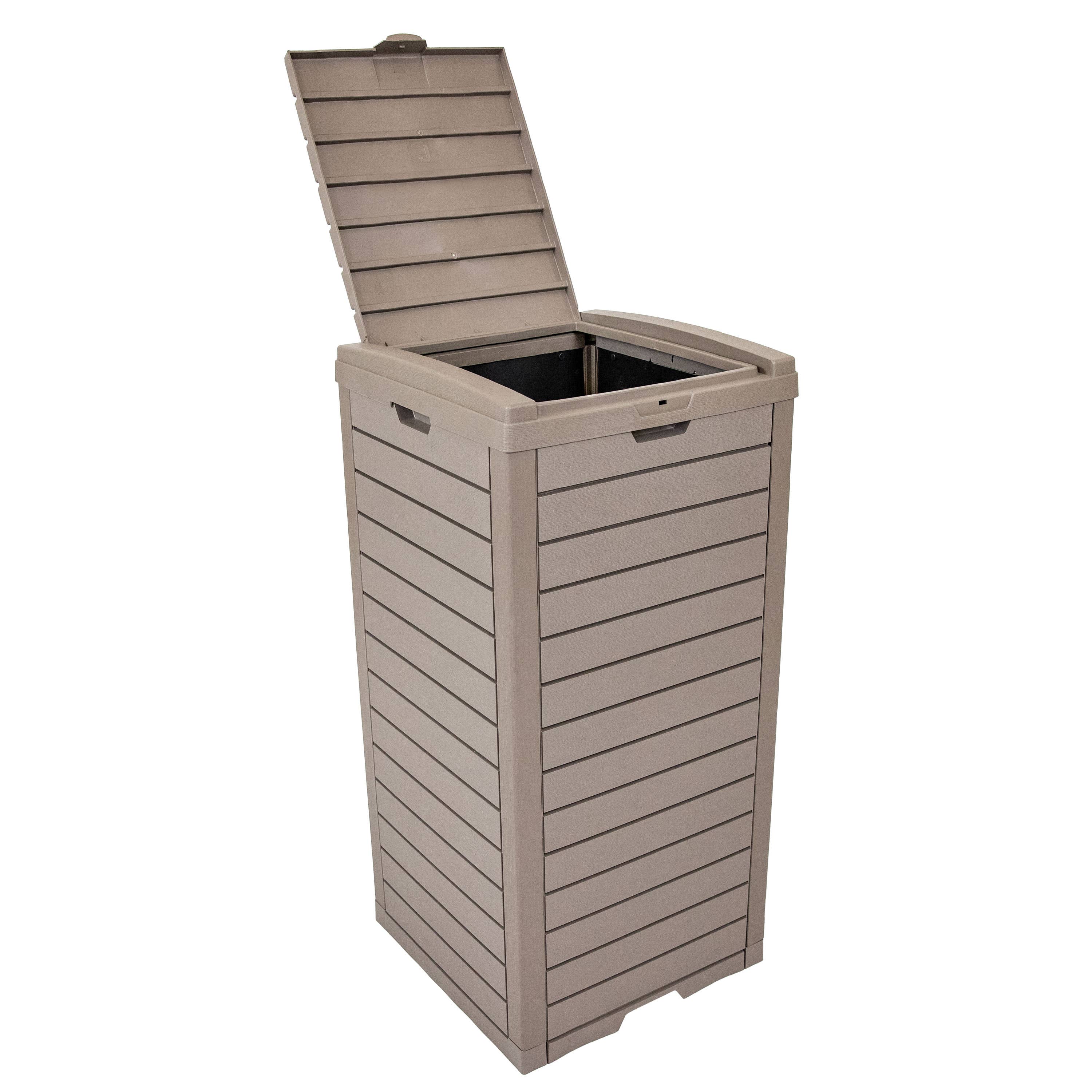 Sunnydaze Decor - Wholesale Trashcan/Trash Bin - 39-gal Outdoor Trash Can with Lid and Drip Tray - Light Gray12